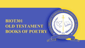 BIOT301 OLD TESTAMENT BOOKS OF POETRY