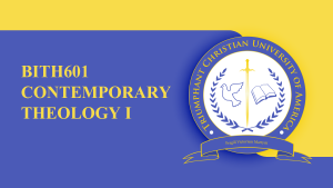 BITH601 CONTEMPORARY THEOLOGY I